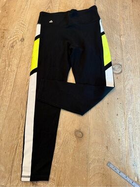 Alchemy Black Leggings with Neon Yellow & White Panels M